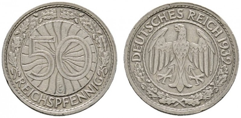 Deutsche Münzen und Medaillen ab 1871 
 Weimarer Republik 
 50 Reichspfennig 1...