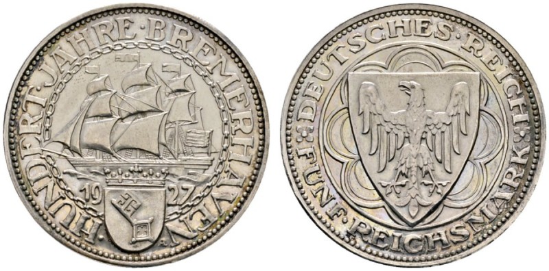 Deutsche Münzen und Medaillen ab 1871 
 Weimarer Republik 
 5 Reichsmark 1927 ...