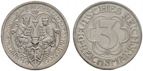 Deutsche Münzen und Medaillen ab 1871 
 Weimarer Republik 
 3 Reichsmark 1927 A. Nordhausen. J. 327. winzige Randunebenheiten, Polierte Platte