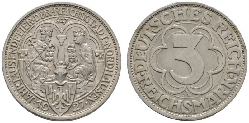 Deutsche Münzen und Medaillen ab 1871 
 Weimarer Republik 
 3 Reichsmark 1927 ...