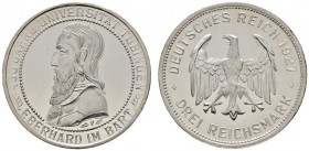 Deutsche Münzen und Medaillen ab 1871 
 Weimarer Republik 
 3 Reichsmark 1927 F. Uni Tübingen. J. 328. Polierte Platte