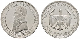 Deutsche Münzen und Medaillen ab 1871 
 Weimarer Republik 
 3 Reichsmark 1927 F. Uni Tübingen. Ein zweites Exemplar. J. 328. Polierte Platte