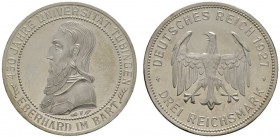 Deutsche Münzen und Medaillen ab 1871 
 Weimarer Republik 
 3 Reichsmark 1927 F. Uni Tübingen. J. 328. kleine Kratzer, fast Stempelglanz aus Poliert...
