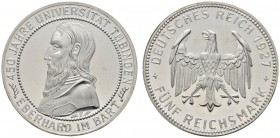 Deutsche Münzen und Medaillen ab 1871 
 Weimarer Republik 
 5 Reichsmark 1927 F. Uni Tübingen. J. 329. Polierte Platte