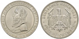Deutsche Münzen und Medaillen ab 1871 
 Weimarer Republik 
 5 Reichsmark 1927 F. Uni Tübingen. J. 329. prägefrisch