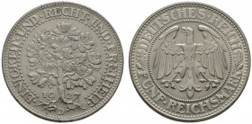 Deutsche Münzen und Medaillen ab 1871 
 Weimarer Republik 
 5 Reichsmark 1927 D. Eichbaum. J. 331. vorzüglich