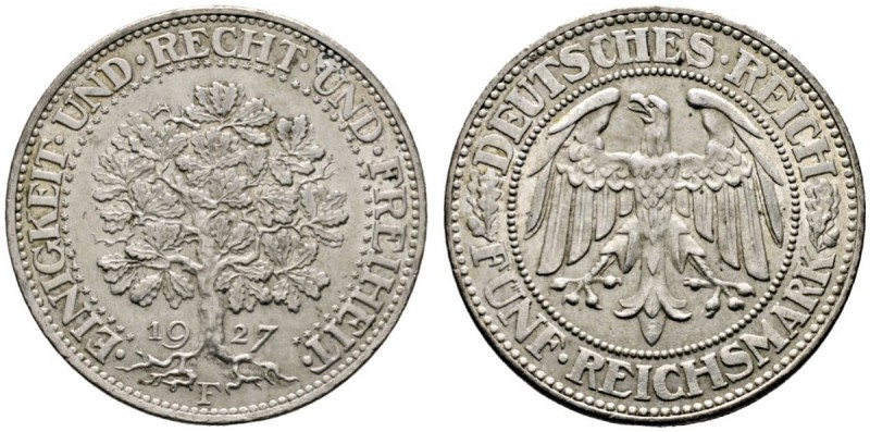 Deutsche Münzen und Medaillen ab 1871 
 Weimarer Republik 
 5 Reichsmark 1927 ...