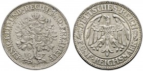 Deutsche Münzen und Medaillen ab 1871 
 Weimarer Republik 
 5 Reichsmark 1927 F. Eichbaum. J. 331. vorzüglich-prägefrisch