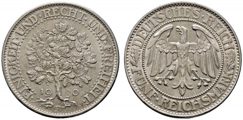 Deutsche Münzen und Medaillen ab 1871 
 Weimarer Republik 
 5 Reichsmark 1930 ...