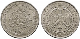 Deutsche Münzen und Medaillen ab 1871 
 Weimarer Republik 
 5 Reichsmark 1930 F. Eichbaum. J. 331. selten, vorzüglich