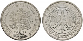 Deutsche Münzen und Medaillen ab 1871 
 Weimarer Republik 
 5 Reichsmark 1932 A. Eichbaum. J. 331. Prachtexemplar, Polierte Platte