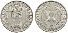 Deutsche Münzen und Medaillen ab 1871 
 Weimarer Republik 
 3 Reichsmark 1928 D. Dinkelsbühl. J. 334. vorzüglich-prägefrisch
