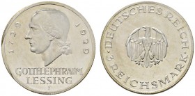 Deutsche Münzen und Medaillen ab 1871 
 Weimarer Republik 
 3 Reichsmark 1929 F. Lessing. J. 335. minimale Randverprägung, Polierte Platte