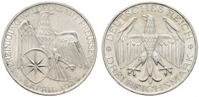 Deutsche Münzen und Medaillen ab 1871 
 Weimarer Republik 
 3 Reichsmark 1929 A. Waldeck. J. 337. vorzüglich