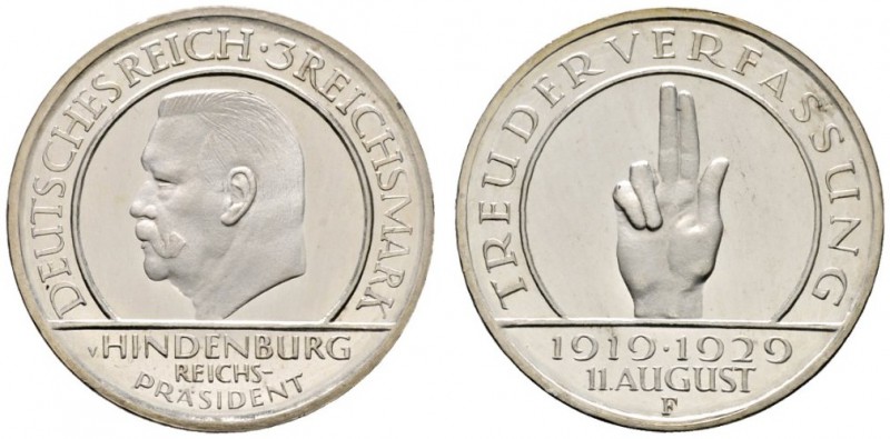 Deutsche Münzen und Medaillen ab 1871 
 Weimarer Republik 
 3 Reichsmark 1929 ...