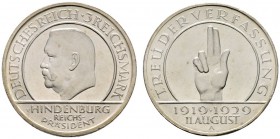 Deutsche Münzen und Medaillen ab 1871 
 Weimarer Republik 
 3 Reichsmark 1929 A. Schwurhand. J. 340. Polierte Platte