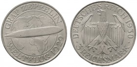Deutsche Münzen und Medaillen ab 1871 
 Weimarer Republik 
 3 Reichsmark 1930 A. Zeppelin. J. 342. prägefrisch