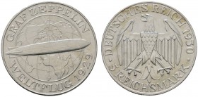 Deutsche Münzen und Medaillen ab 1871 
 Weimarer Republik 
 5 Reichsmark 1930 F. Zeppelin. J. 343. vorzüglich