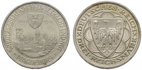 Deutsche Münzen und Medaillen ab 1871 
 Weimarer Republik 
 3 Reichsmark 1931 A. Magdeburg. J. 347. winzige Kratzer, vorzüglich-prägefrisch