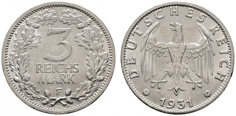 Deutsche Münzen und Medaillen ab 1871 
 Weimarer Republik 
 3 Reichsmark 1931 ...
