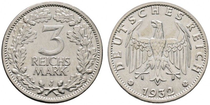 Deutsche Münzen und Medaillen ab 1871 
 Weimarer Republik 
 3 Reichsmark 1932 ...