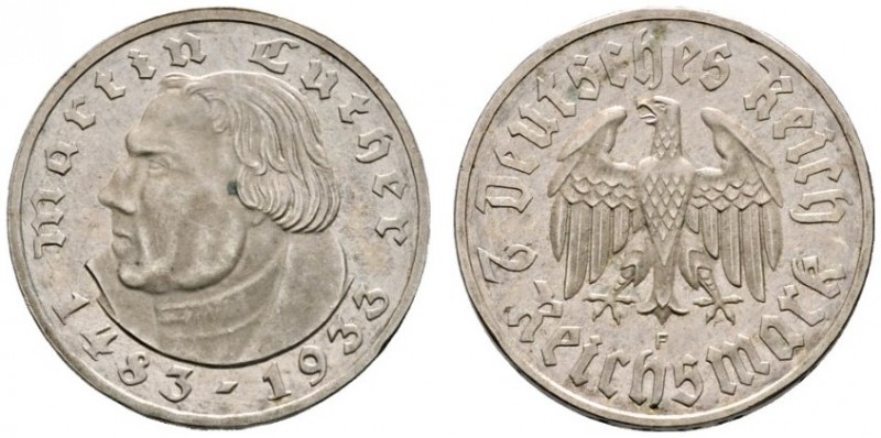 Deutsche Münzen und Medaillen ab 1871 
 Drittes Reich 
 2 Reichsmark 1933 F. L...