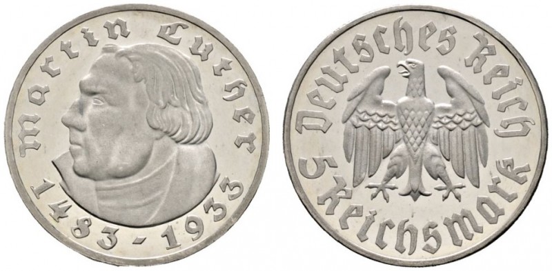Deutsche Münzen und Medaillen ab 1871 
 Drittes Reich 
 5 Reichsmark 1933 F. L...