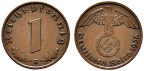 Deutsche Münzen und Medaillen ab 1871 
 Drittes Reich 
 1 Reichspfennig 1936 E. J. 361. selten, sehr schön-vorzüglich