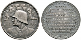 Deutsche Münzen und Medaillen ab 1871 
 Drittes Reich 
 Mattierte Silbermedaille 1935 von F. Beyer, auf die Einführung der allgemeinen Wehrpflicht. ...