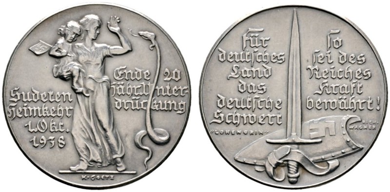 Deutsche Münzen und Medaillen ab 1871 
 Drittes Reich 
 Mattierte Silbermedail...