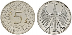 Deutsche Münzen und Medaillen ab 1871 
 Bundesrepublik Deutschland 
 5 Deutsche Mark 1968 J. Kursmünze. J. 387. Auflage: 2.000 Exemplare. Polierte P...