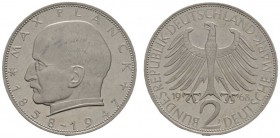 Deutsche Münzen und Medaillen ab 1871 
 Bundesrepublik Deutschland 
 2 Deutsche Mark 1968 J. Max Planck. J. 392. Auflage: 2.000 Exemplare. Polierte ...