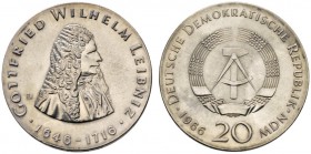 Deutsche Münzen und Medaillen ab 1871 
 Deutsche Demokratische Republik 
 20 Mark 1966. Leibnitz. J. 1518. feine Patina, Stempelglanz