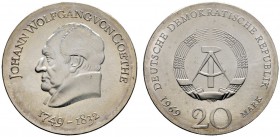 Deutsche Münzen und Medaillen ab 1871 
 Deutsche Demokratische Republik 
 20 Mark 1969. Goethe. J. 1525. Stempelglanz