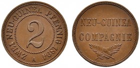 Deutsche Münzen und Medaillen ab 1871 
 Nebengebiete / Deutsch-Neuguinea 
 2 Neu-Guinea-Pfennig 1894 A. J. 702. minimale Kratzer, fast vorzüglich