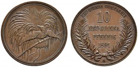 Deutsche Münzen und Medaillen ab 1871 
 Nebengebiete / Deutsch-Neuguinea 
 10 Neu-Guinea-Pfennig 1894 A. J. 703. vorzüglich-Stempelglanz