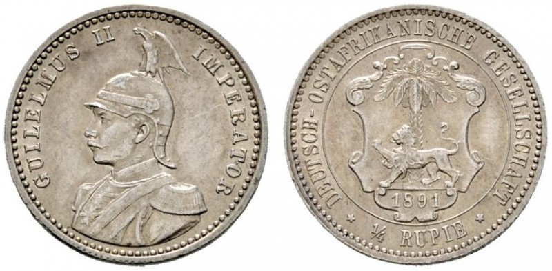 Deutsche Münzen und Medaillen ab 1871 
 Deutsch-Ostafrika 
 1/4 Rupie 1891. J....