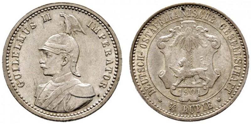 Deutsche Münzen und Medaillen ab 1871 
 Deutsch-Ostafrika 
 1/4 Rupie 1901. J....