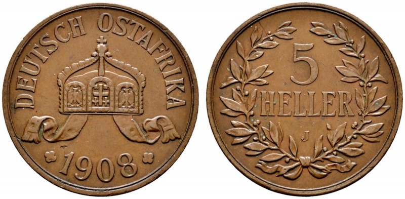 Deutsche Münzen und Medaillen ab 1871 
 Deutsch-Ostafrika 
 Cu-5 Heller 1908 J...
