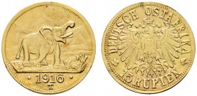 Deutsche Münzen und Medaillen ab 1871 
 Deutsch-Ostafrika 
 15 Rupien 1916 -Tabora-. Ein zweites Exemplar. J. 728a. minimale Henkelspur, sonst sehr ...