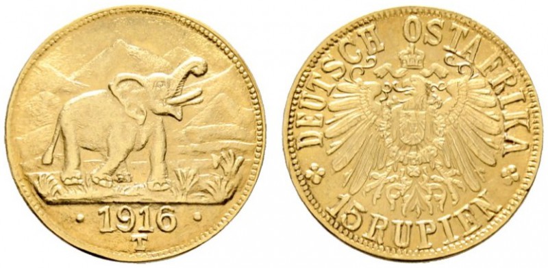 Deutsche Münzen und Medaillen ab 1871 
 Deutsch-Ostafrika 
 15 Rupien 1916 -Ta...