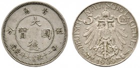Deutsche Münzen und Medaillen ab 1871 
 Kiautschou 
 5 Cent 1909. J. 729. fast vorzüglich