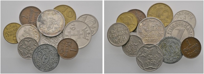 Deutsche Münzen und Medaillen ab 1871 
 Danzig 
 Lot (11 Stücke): 10 Pfennig 1...