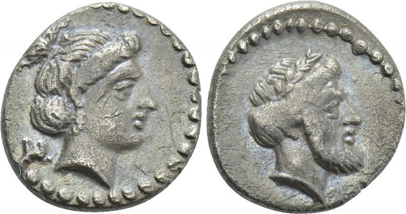 CILICIA. Nagidos. Obol (Circa 400-380 BC).

Obv: Head of Aphrodite right; N to...
