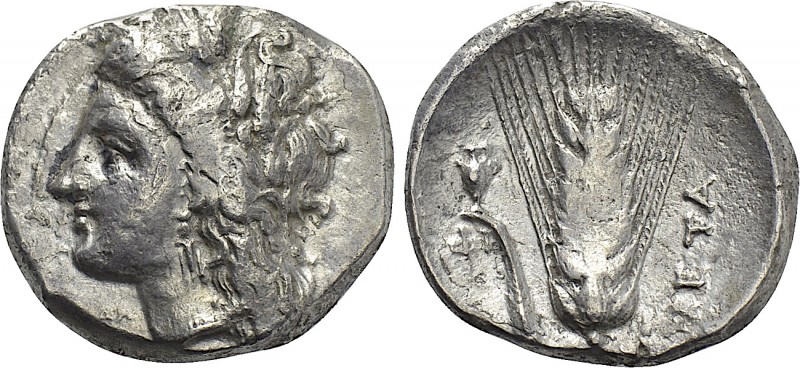 LUCANIA. Metapontion. Nomos (Circa 330-290 BC). 

Obv: Head of Demeter left, w...