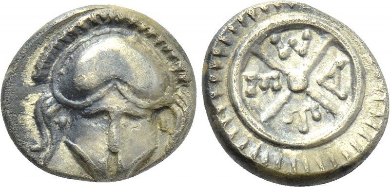 THRACE. Mesambria. Diobol (Circa 420-320 BC). 

Obv: Facing Corinthian helmet....