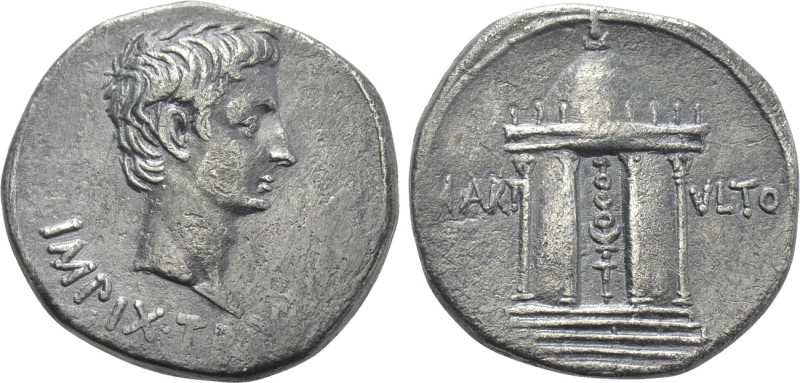 AUGUSTUS (27 BC-14 AD). Cistophorus. Pergamum. 

Obv: IMP IX TR POT V. 
Bare ...