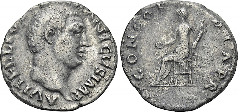 VITELLIUS (69). Denarius. Rome. 

Obv: A VITELLIVS GERMANICVS IMP. 
Bare head...