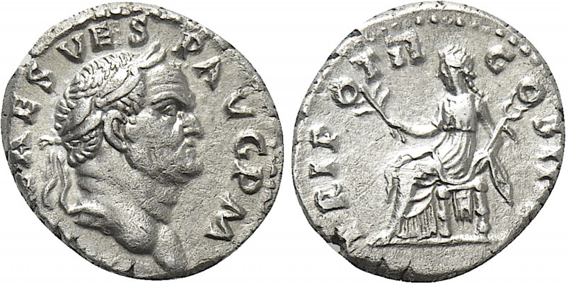 VESPASIAN (69-79). Denarius. Rome. 

Obv: IMP CAES VESP AVG P M. 
Laureate he...