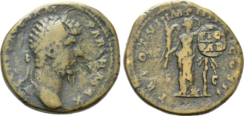 LUCIUS VERUS (161-169). Sestertius. Rome. 

Obv: L VERVS AVG ARM PARTH MAX. 
...